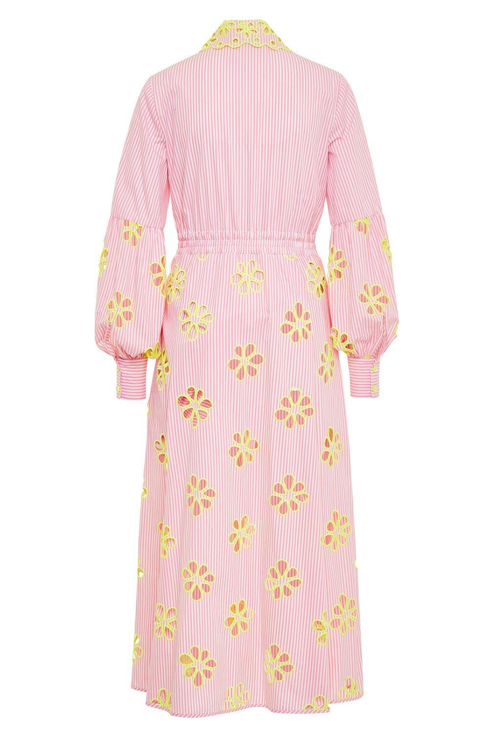 MAISON COMMON-Striped Floral Midi Dress-