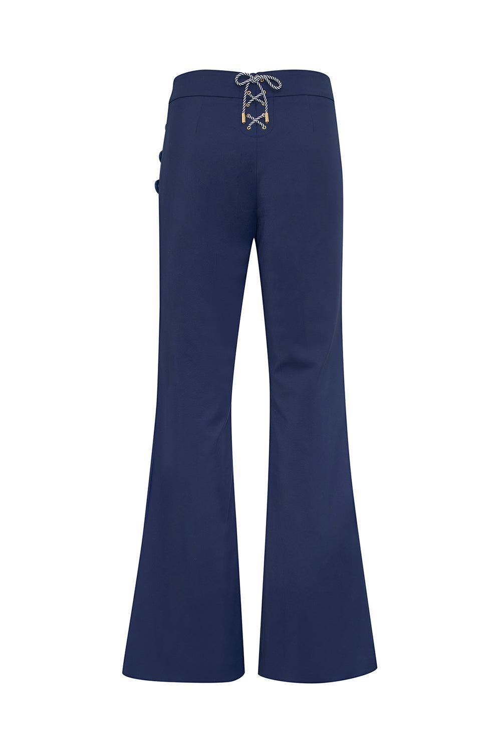Lace Up Sailor Pant-NAVY-34-CLOTHINGPANTWIDE LEG-MAISON COMMON