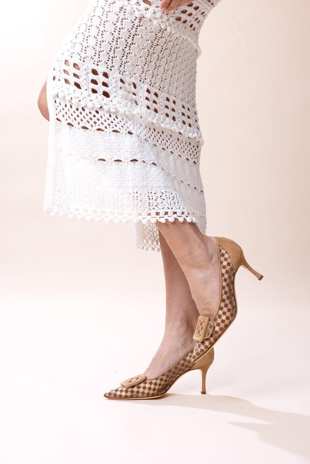 MANOLO BLAHNIK-Maysale Pump - Brown Mesh-