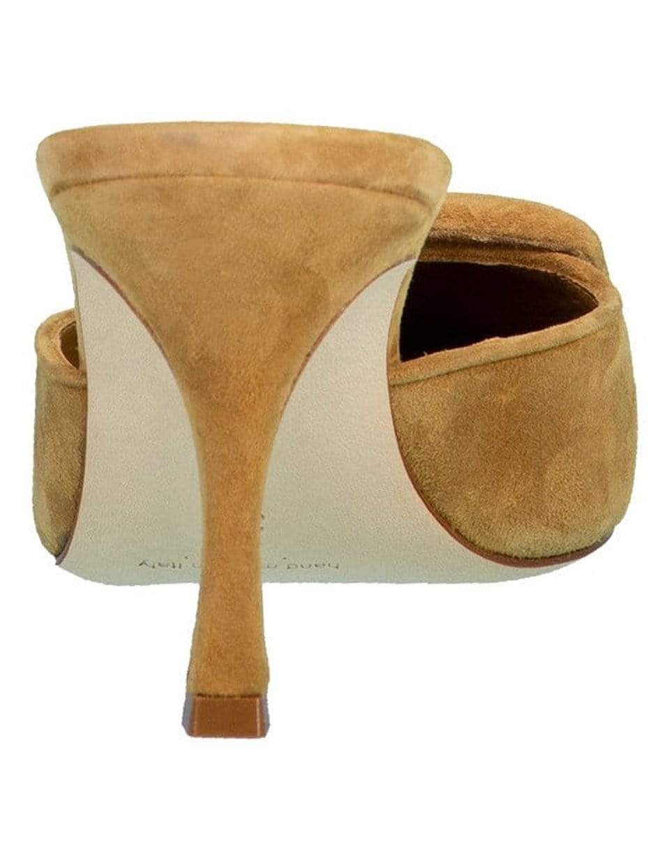 MANOLO BLAHNIK-Light Brown Suede Buckle Heel-