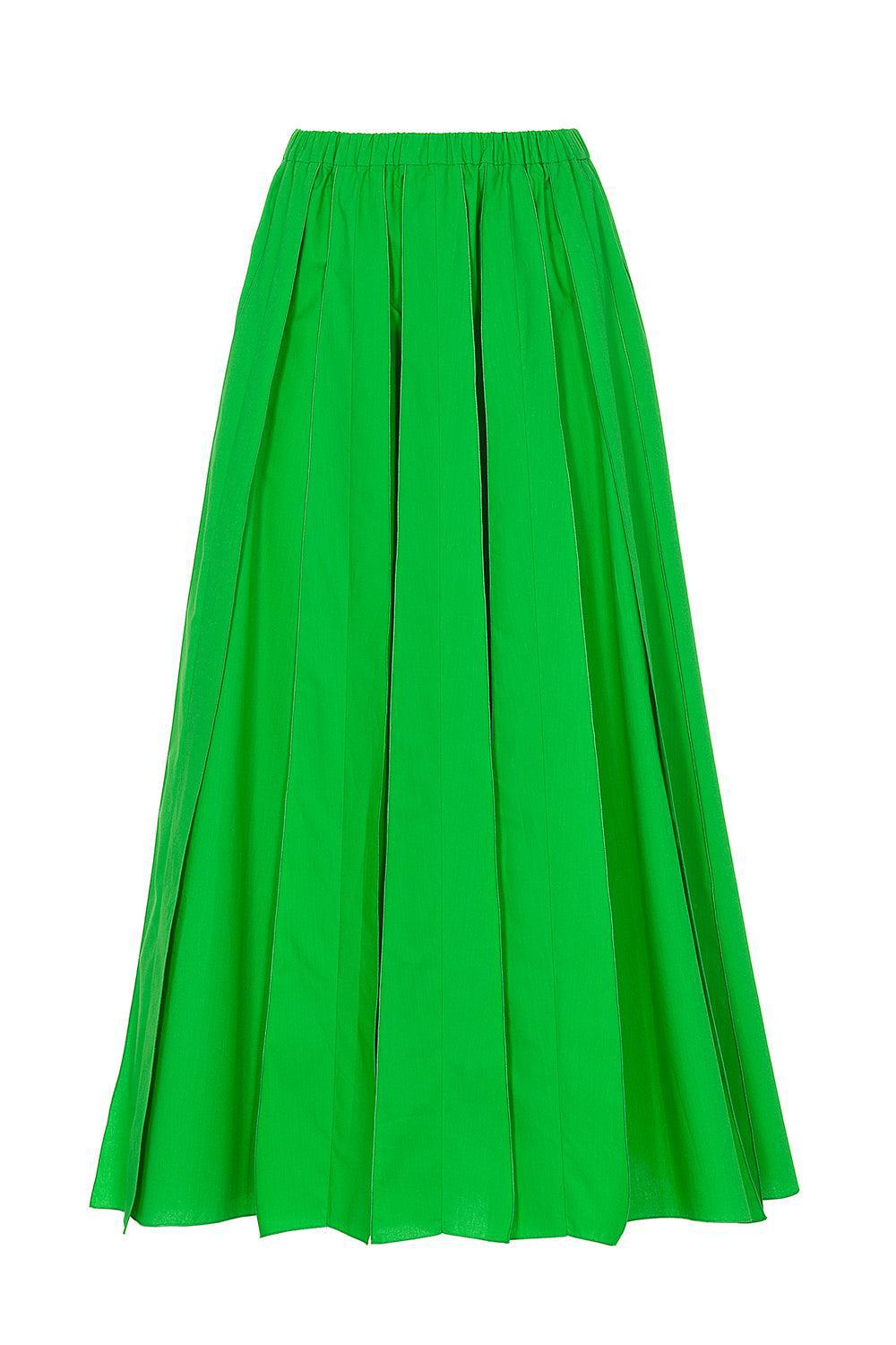 Flared Midi Skirt-GREEN-40-CLOTHINGSKIRTMIDI-MANTU