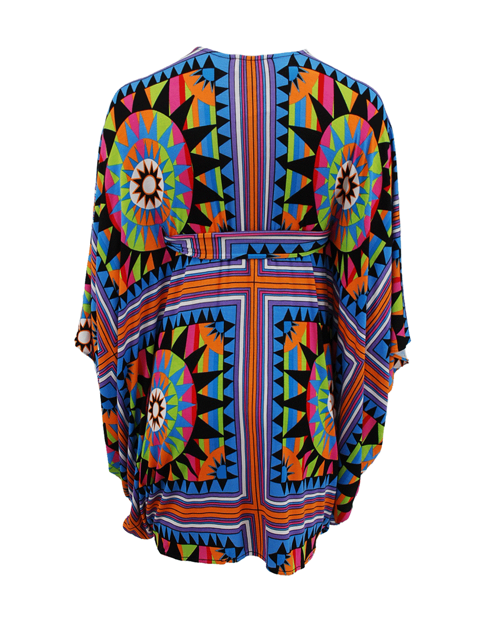 MARA HOFFMAN-V-Neck Tie Print Poncho-BLACK