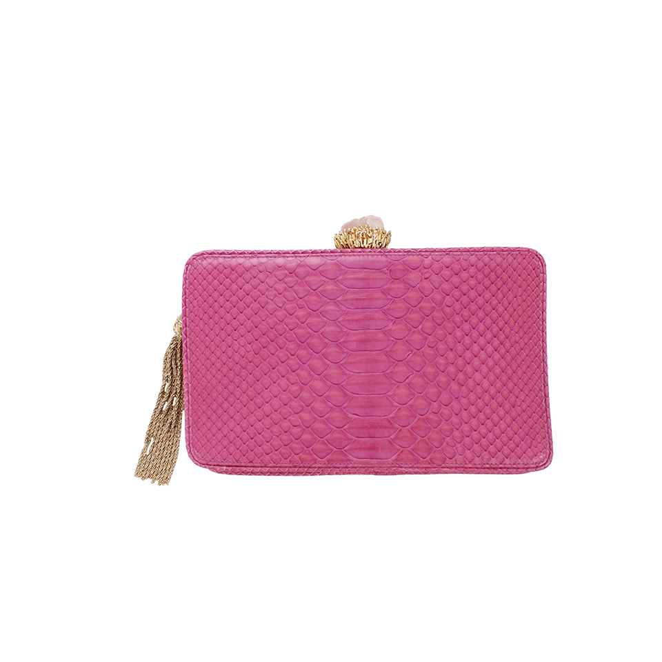 MARCHESA-Isabelle Python Clutch-PINK