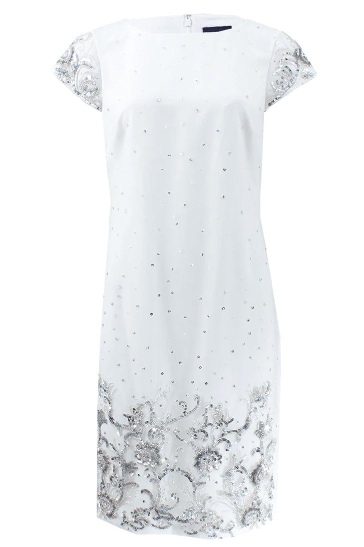 Beaded Shift Cocktail Dress CLOTHINGDRESSCASUAL MARCHESA NOTTE   