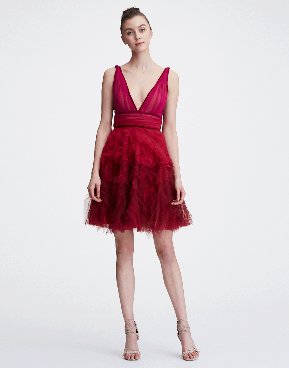 MARCHESA NOTTE-Ombre Textured Dress-
