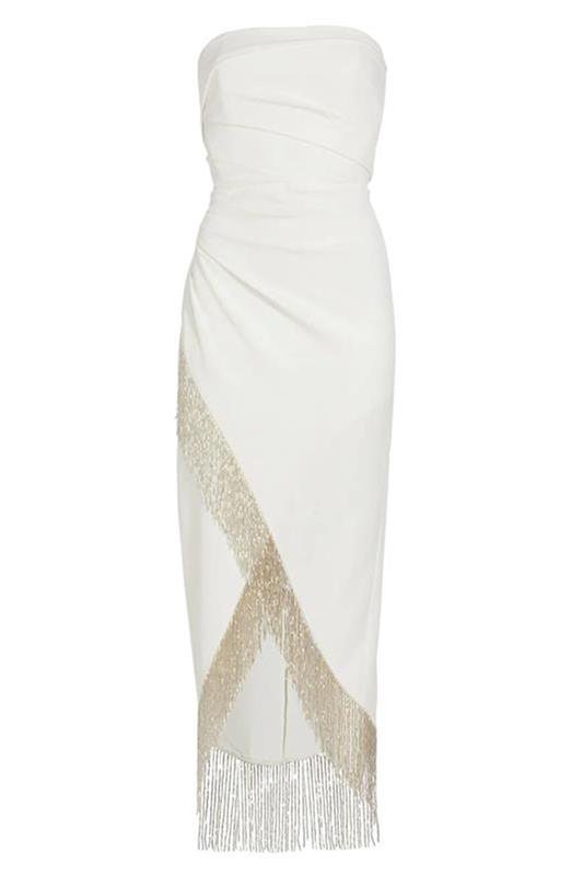 marchesa white and gold dress 2010S Marchesa Pearl White Beaded Silk & Tulle Gown