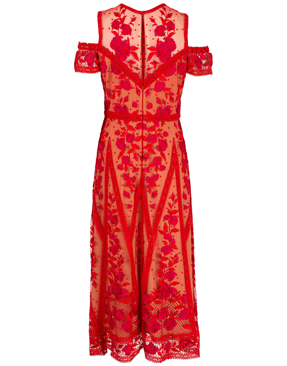 MARCHESA NOTTE-Cold Shoulder Cocktail Dress-