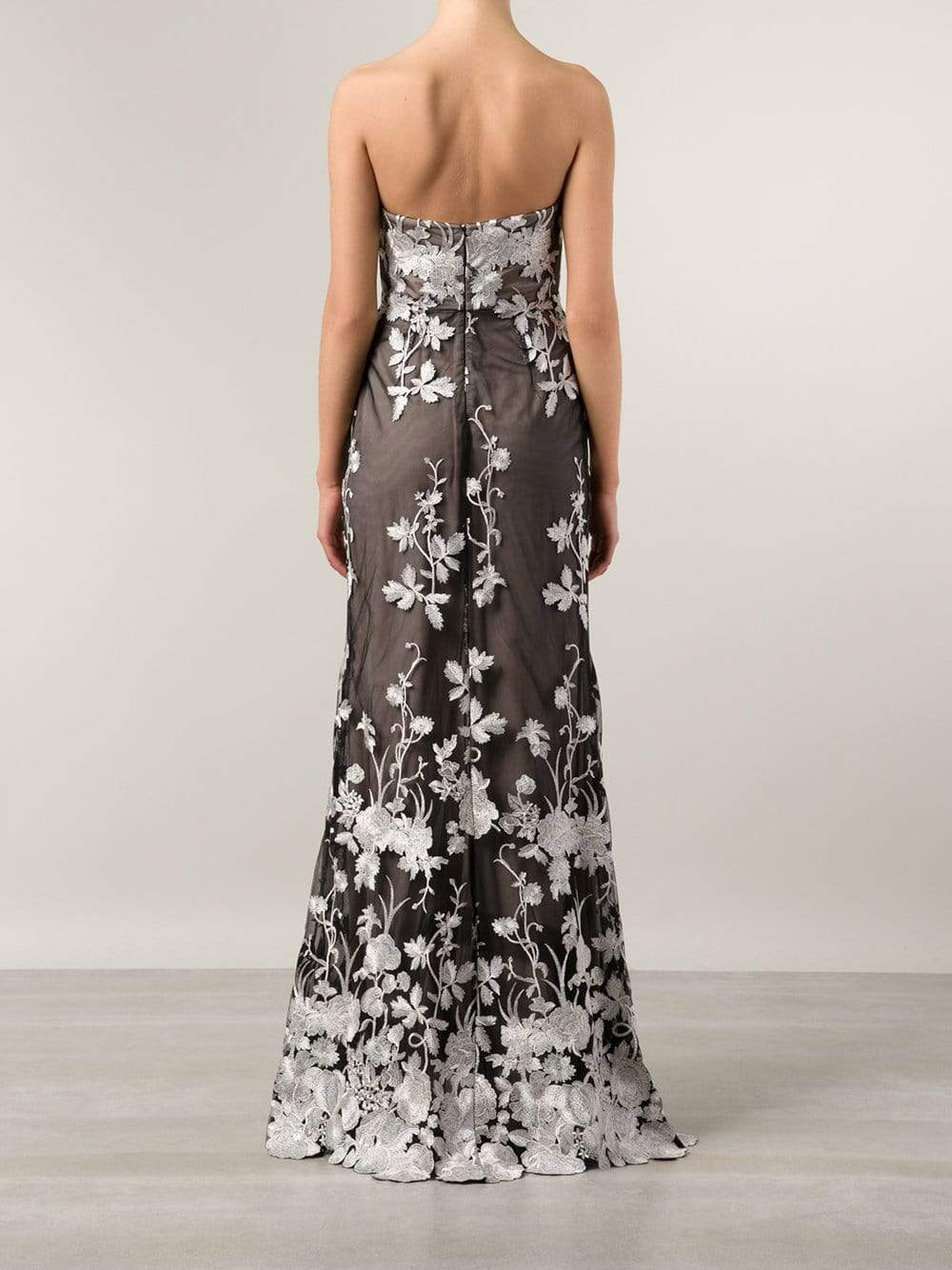 MARCHESA NOTTE-Embellished Floral Tulle Gown-