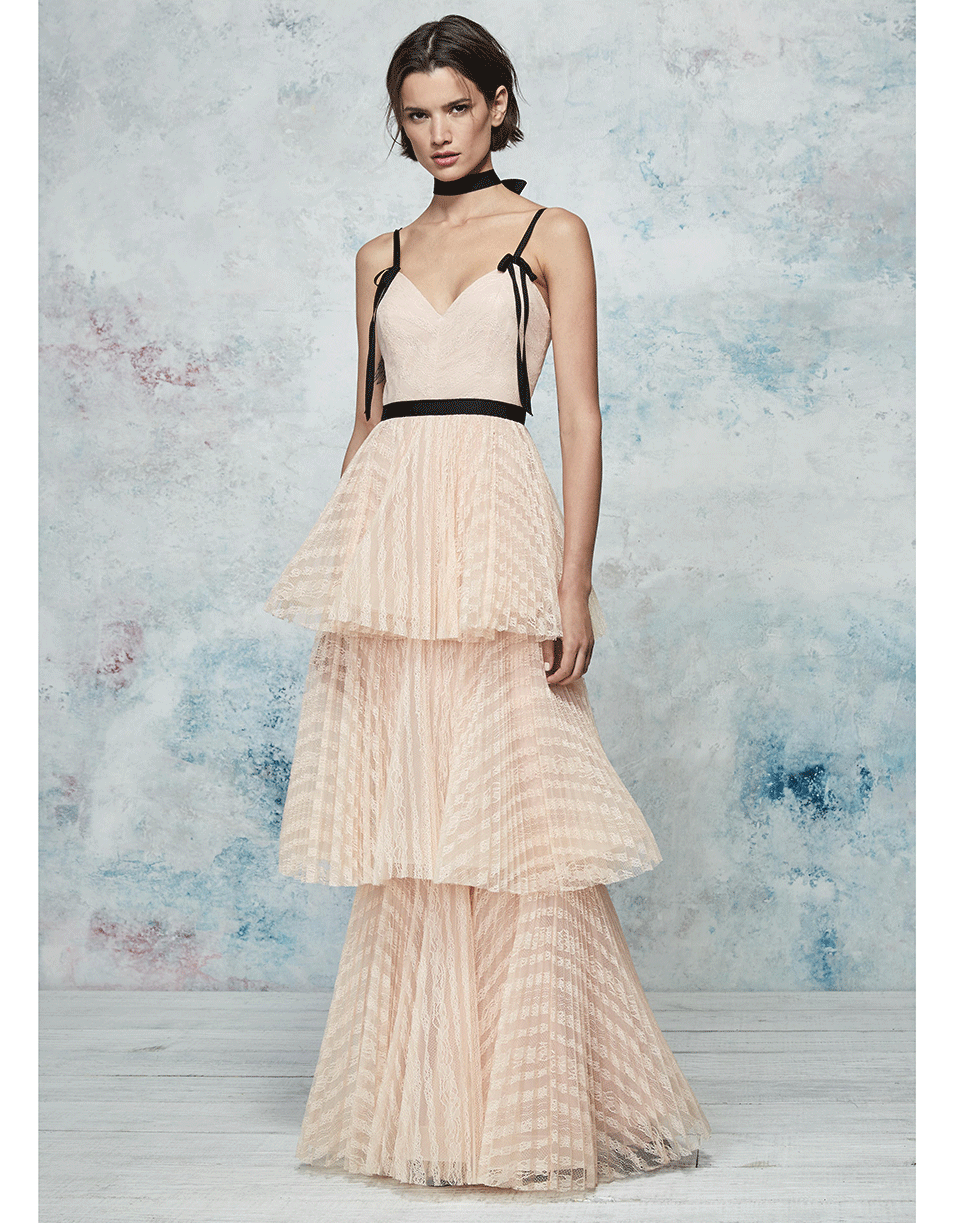 MARCHESA NOTTE-Tiered Gown-