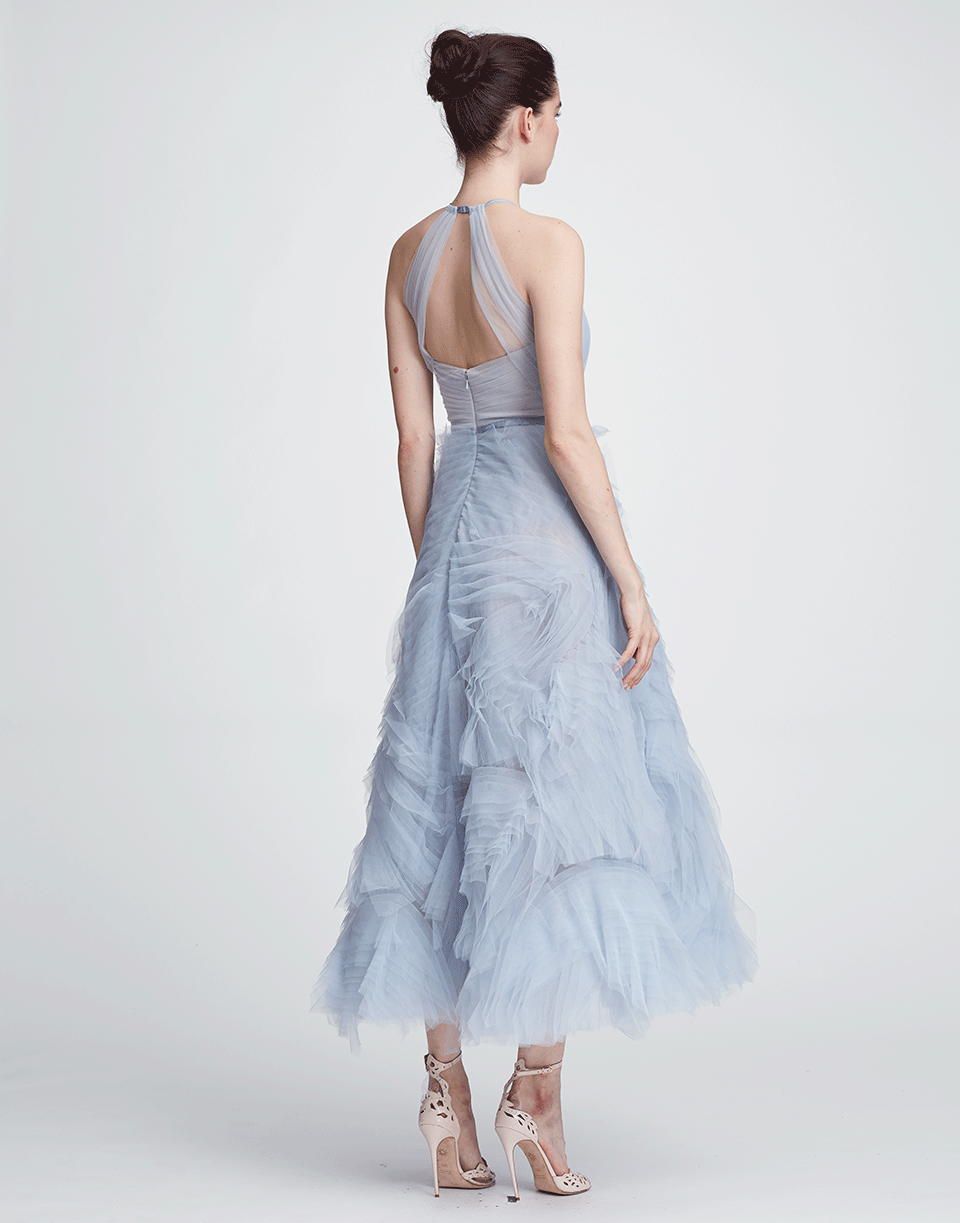 MARCHESA NOTTE-Drape Bodice Cut Out Gown-