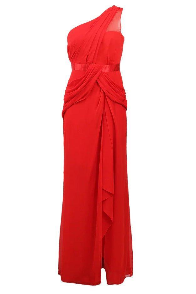 marchesa notte one shoulder dress Steel Blue Adria One-Shoulder Velvet Gown