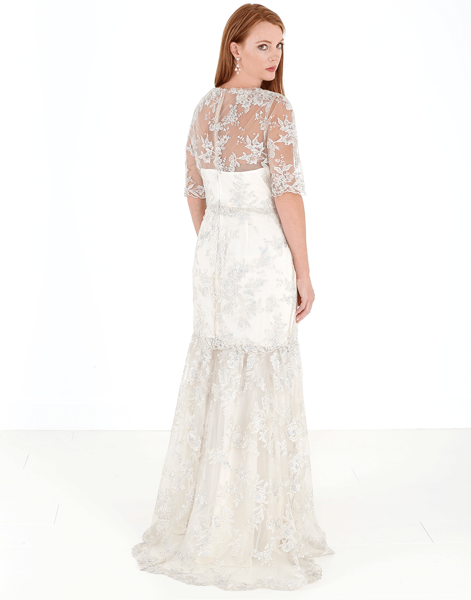 MARCHESA NOTTE-Embroidered Lace Gown-