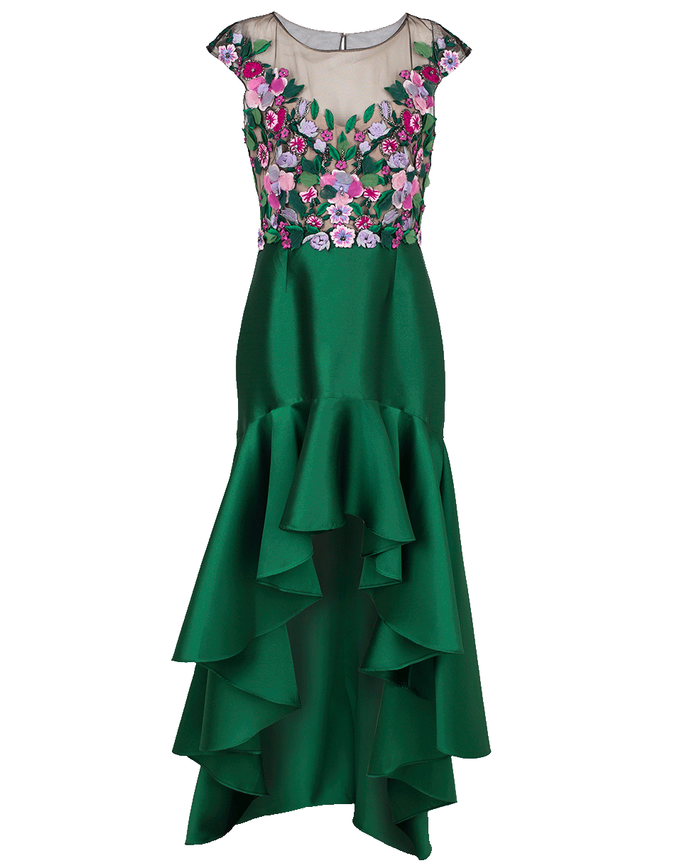 High Low Embroidered Mikado Dress | MARCHESA NOTTE High Low Embroidered Mikado Dress | MARCHESA NOTTE