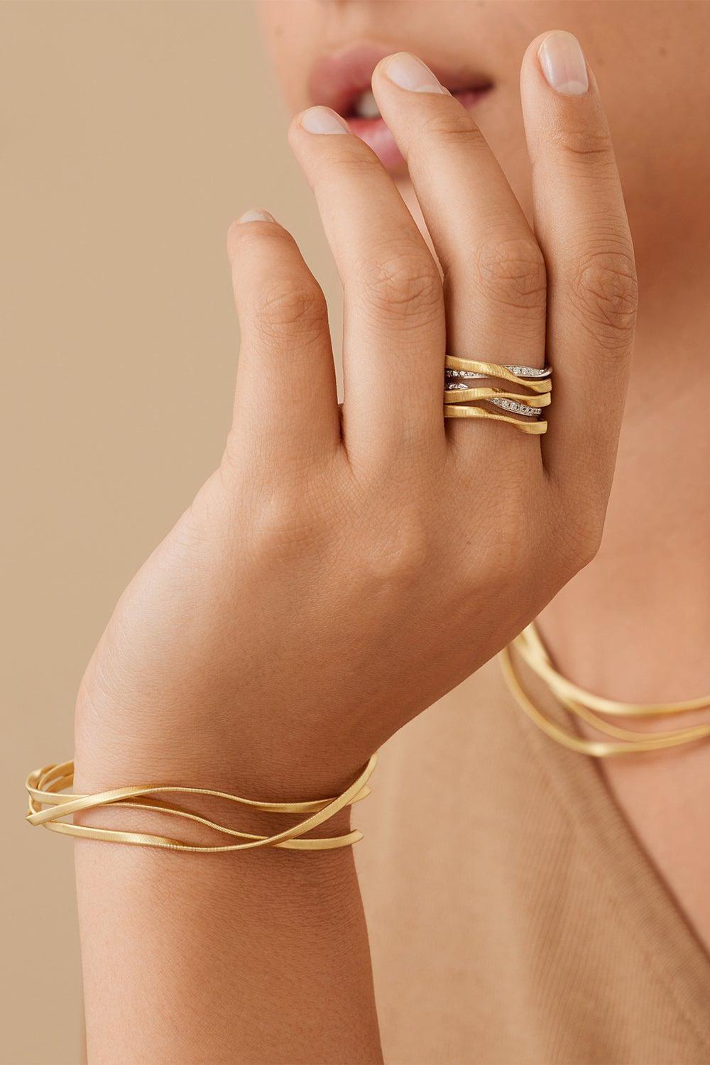 MARCO BICEGO-5-Band Diamond Coil Marrakech Ring-YELLOW GOLD