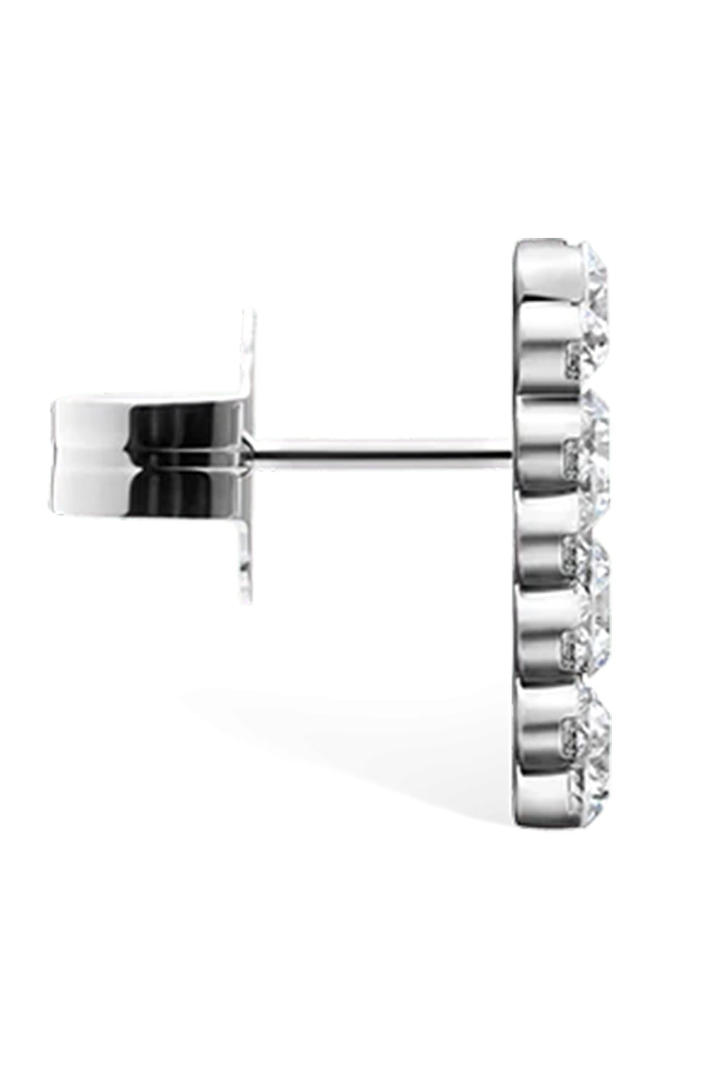 MARIA TASH-White Gold Invisible Set Diamond Apsara Bar Stud Earring-