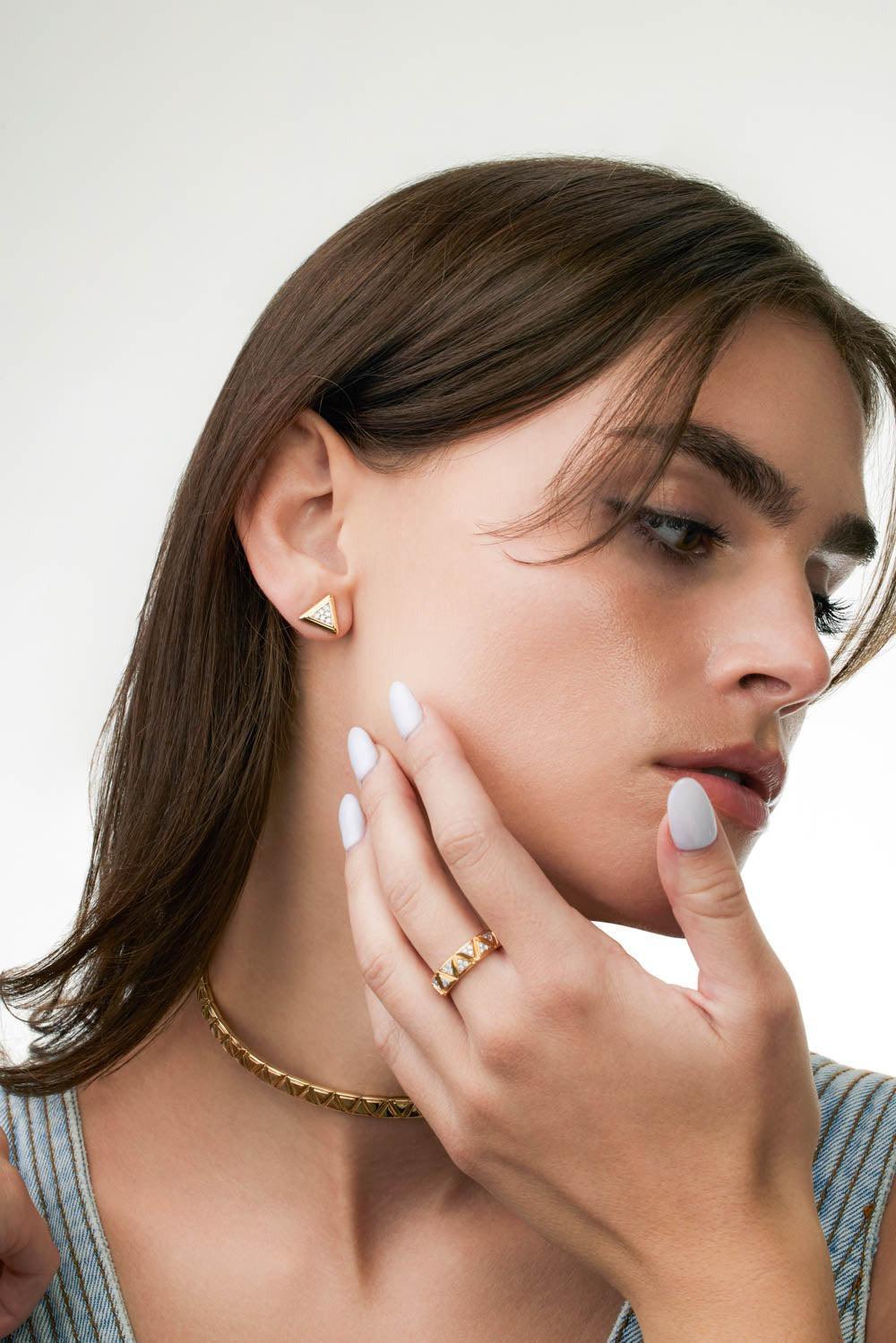 Diamond Triangolini Ring-YELLOW GOLD-7-JEWELRYFINE JEWELRING-MARINA B