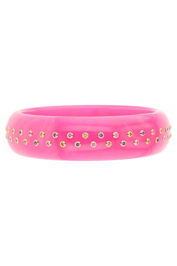 Multi Sapphire Two Row Pink Bakelite Bangle Bracelet | MARK DAVIS