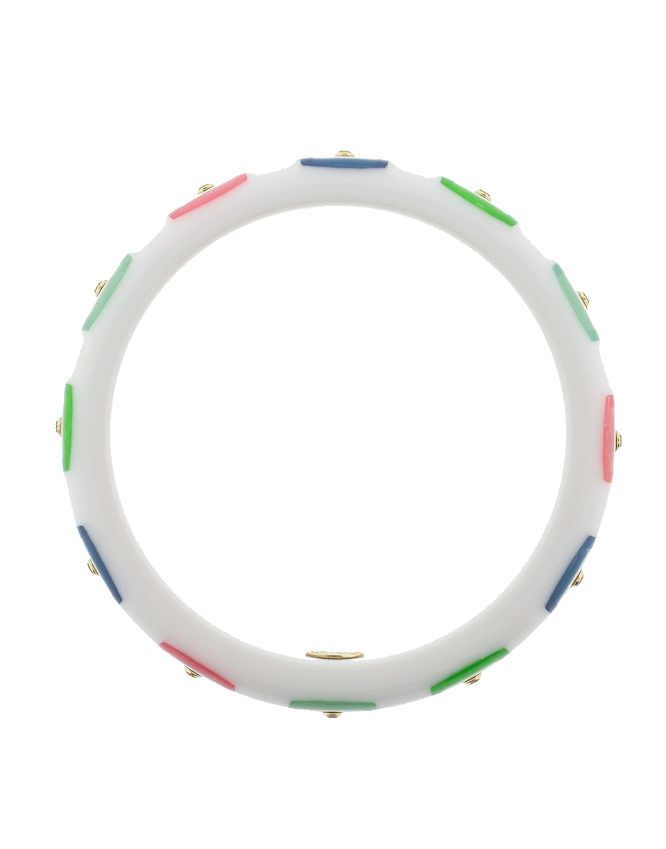 MARK DAVIS-White Staron Multi Color Bakelite Bangle-YELLOW GOLD