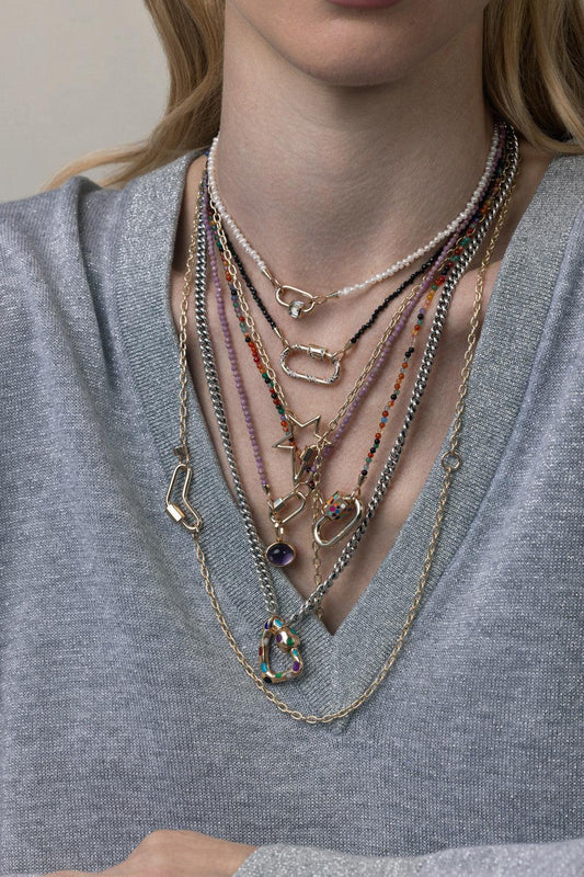 Mini Mega Mixed Curb Chain-SILVER-16-JEWELRYFINE JEWELNECKLACE O-MARLA AARON