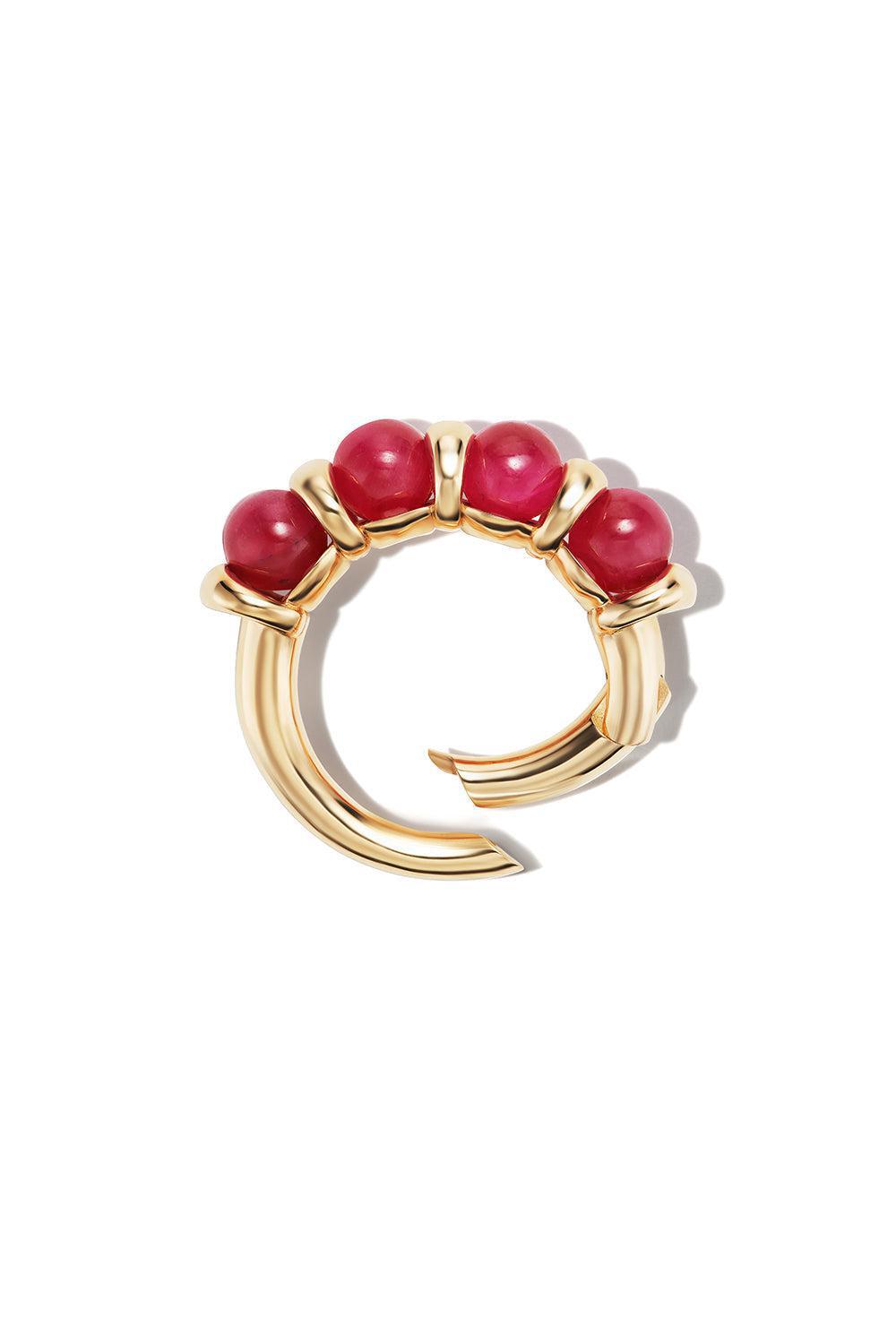 Ruby Chubby Rolling Spheres Lock Ring-YELLOW GOLD-7-JEWELRYFINE JEWELRING-MARLA AARON