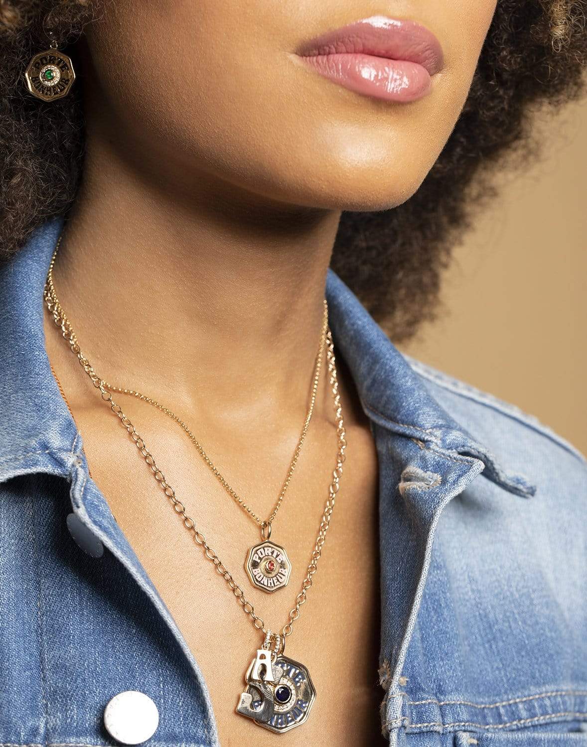 MARLO LAZ-Small "A" Diamond Initial Charm-YELLOW GOLD