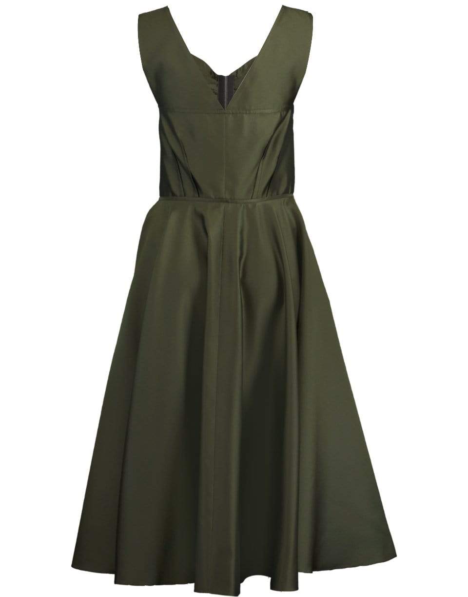 MARNI-A-Line Zip Front Dress-DK OLIVE