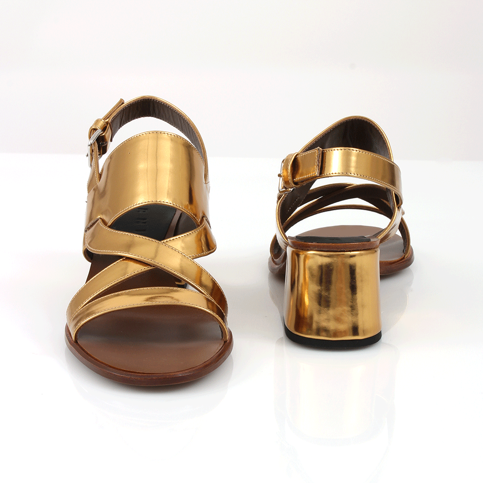 MARNI-Metallic Chunky Heel Sandal-