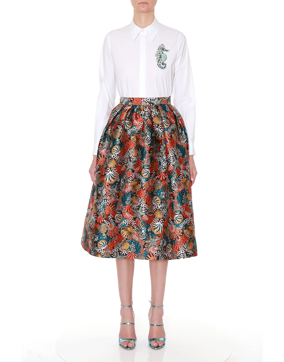 MARY KATRANTZOU-Embroidered Seahorse Shane Shirt-