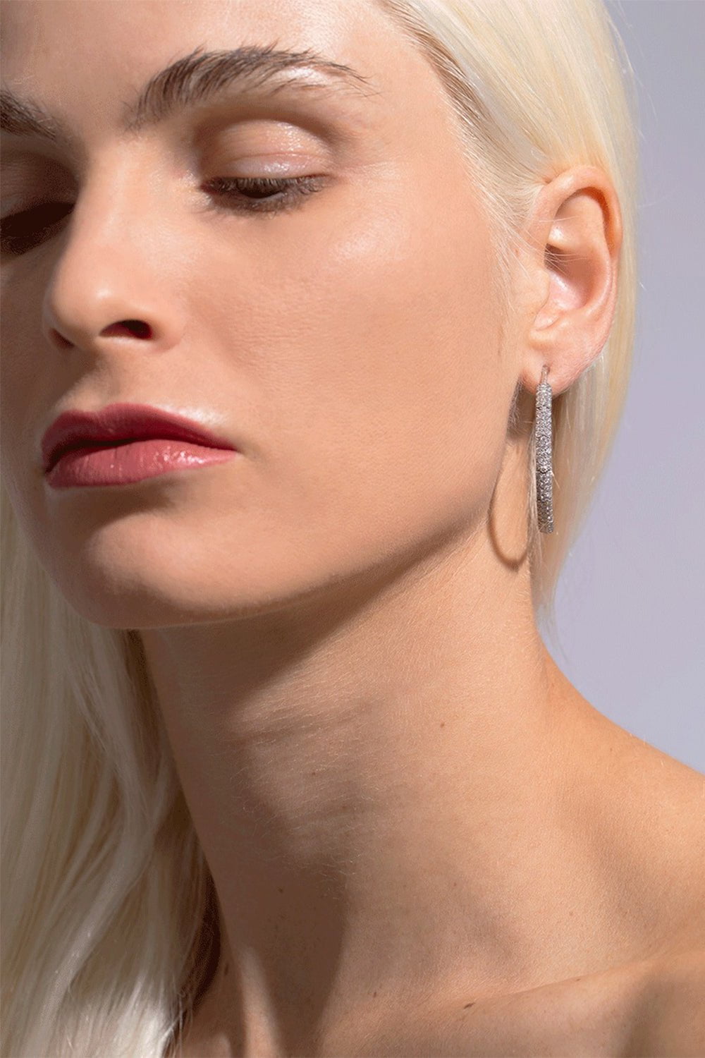 MATTIA CIELO-Rugiada Diamond Pave Hoop Earrings-WHITE GOLD