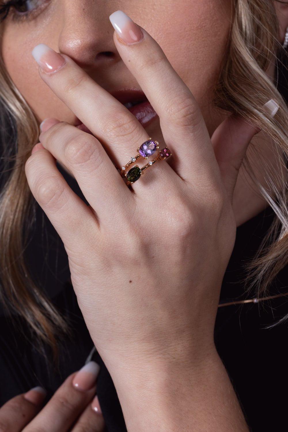 MATTIA CIELO-Rugiada Pietre 2 row ring-ROSE GOLD