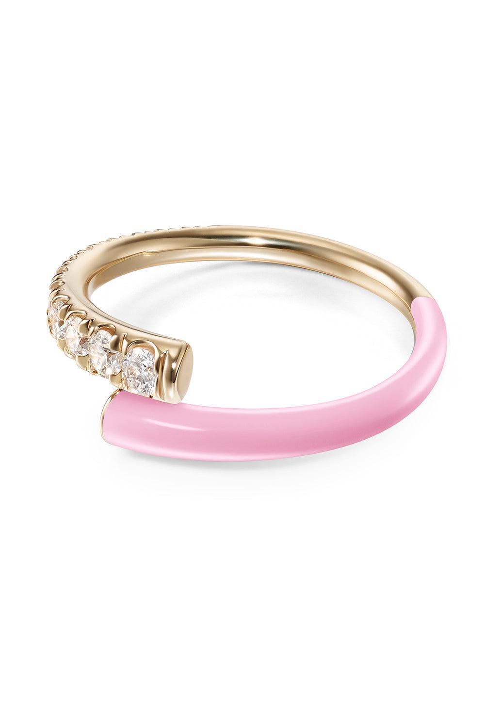 Marissa Pink Lola Diamond Pinky Ring-YELLOW GOLD-4-JEWELRYFINE JEWELRING-MELISSA KAYE
