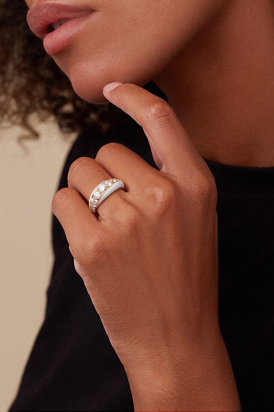 MELISSA KAYE-White Enamel Remi Ring-