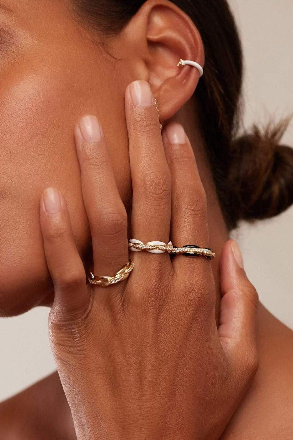 MELISSA KAYE-Black Ada Ring-YELLOW GOLD