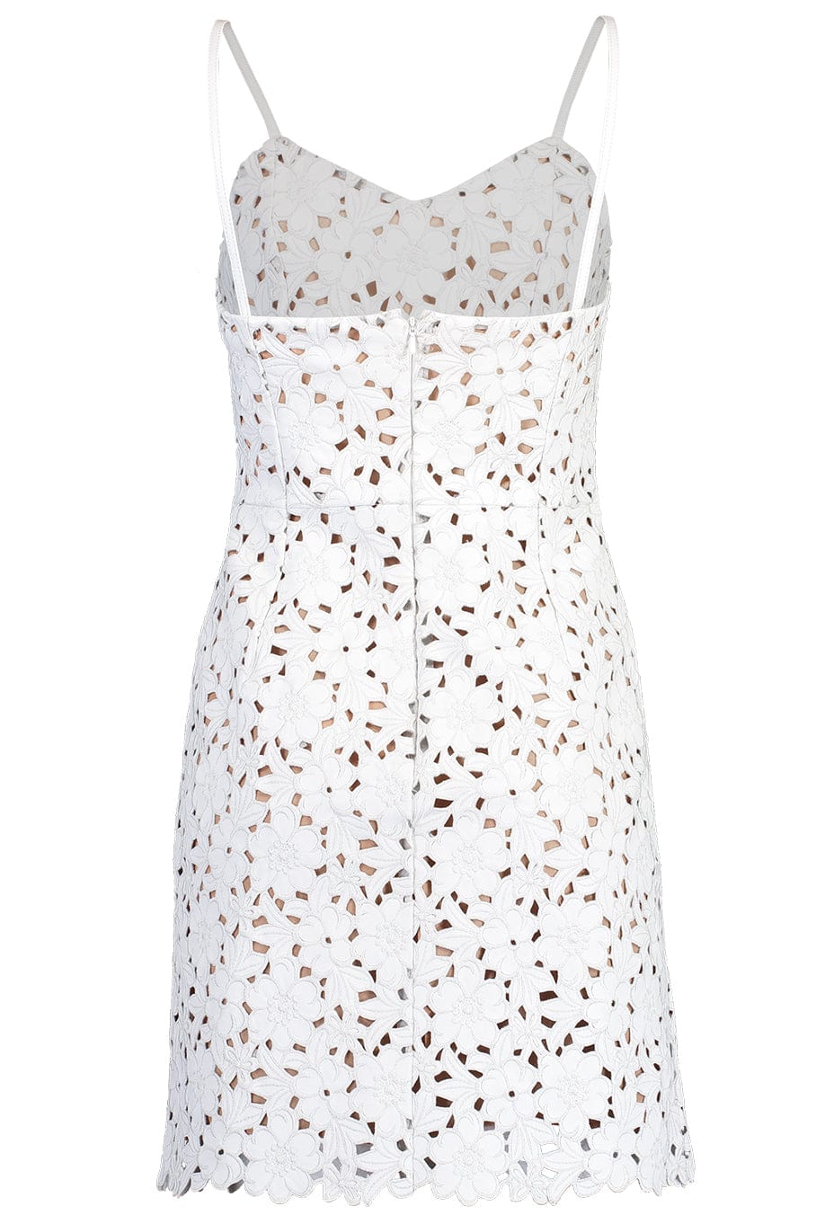 MICHAEL KORS-Floral Leather Slip Dress-OPTICWHT