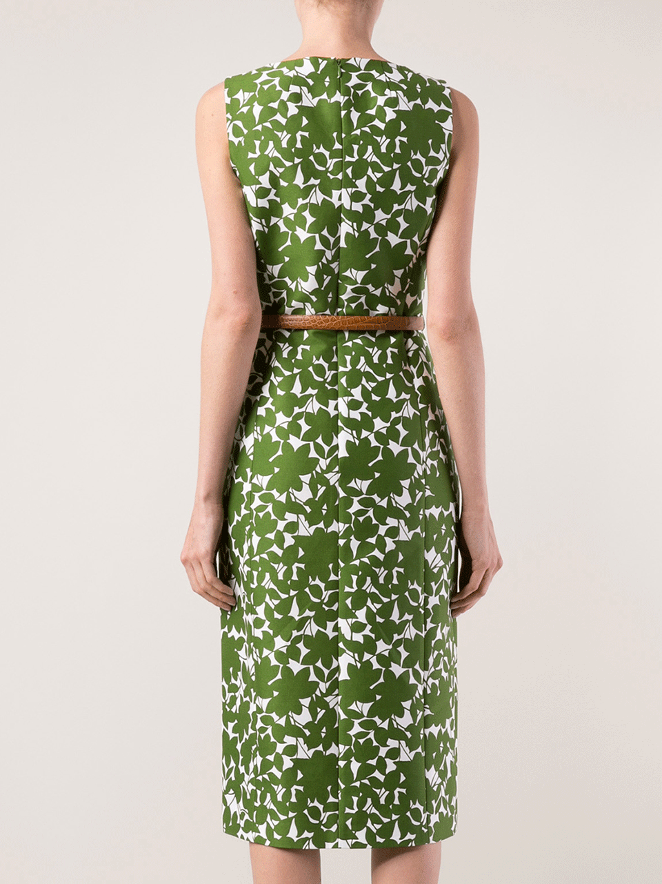 MICHAEL KORS-V-Neck Floral Sheath With Belt-