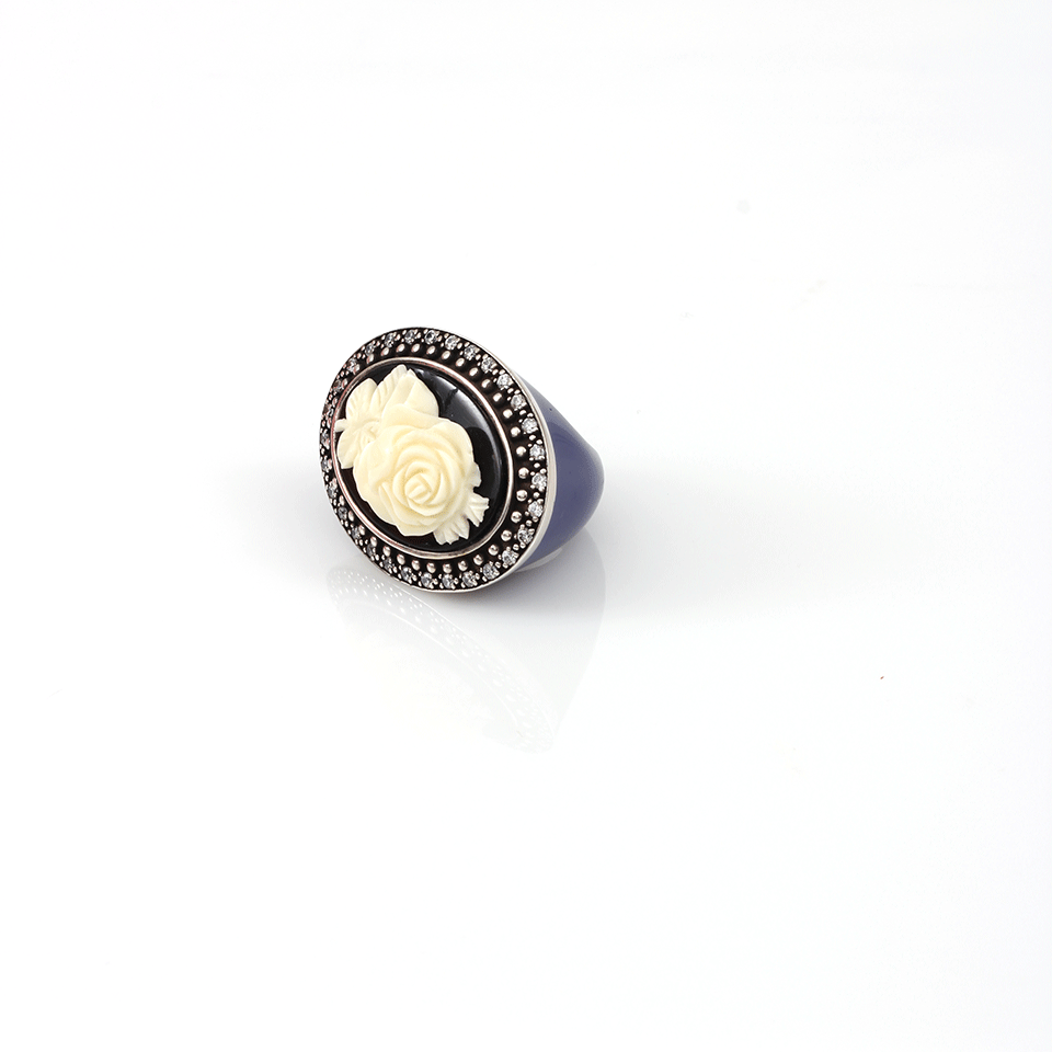 MIRIAM SALAT-Cameo Ivory And Rose Ring-BLUE