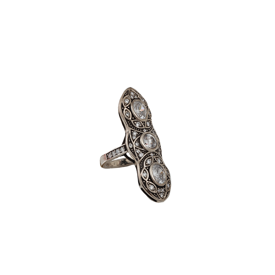 MIRIAM SALAT-Triplet Cubic Zirconia Stone Ring-SILVER