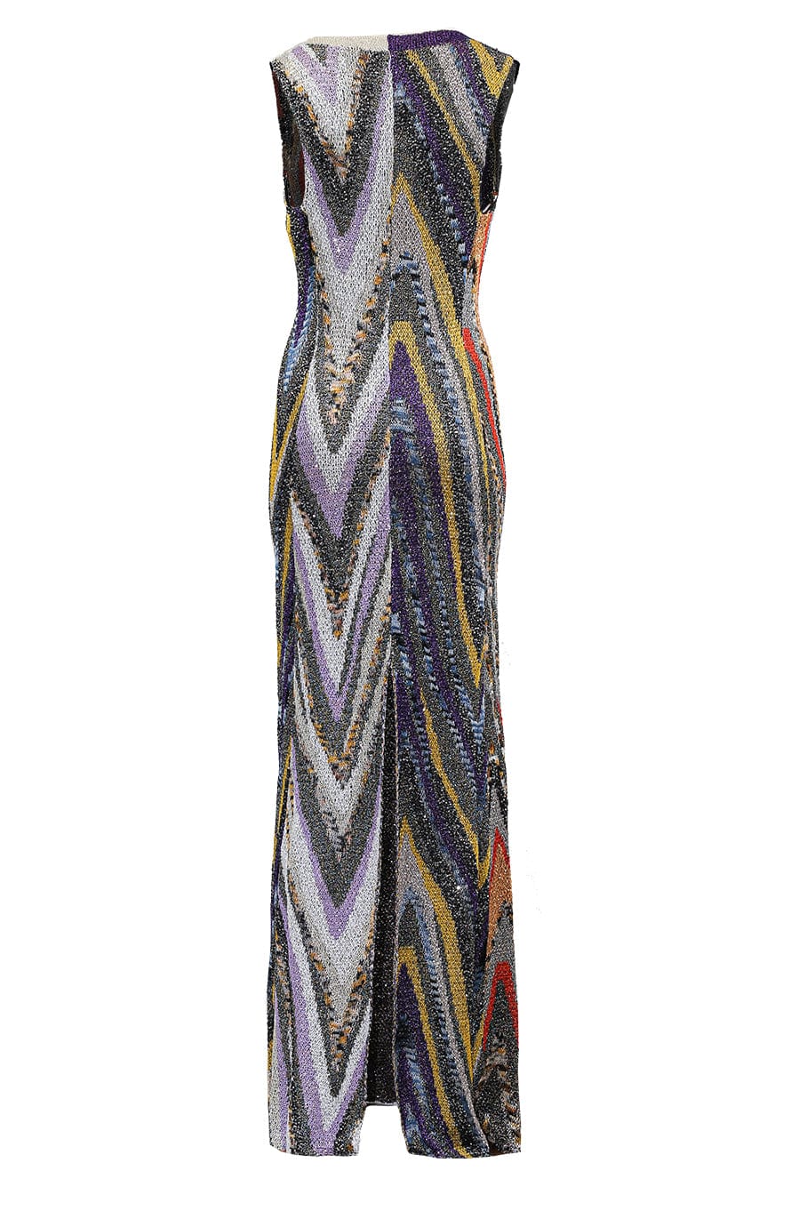 MISSONI-Sleeveless Lamé Zig Zag Maxi Dress-