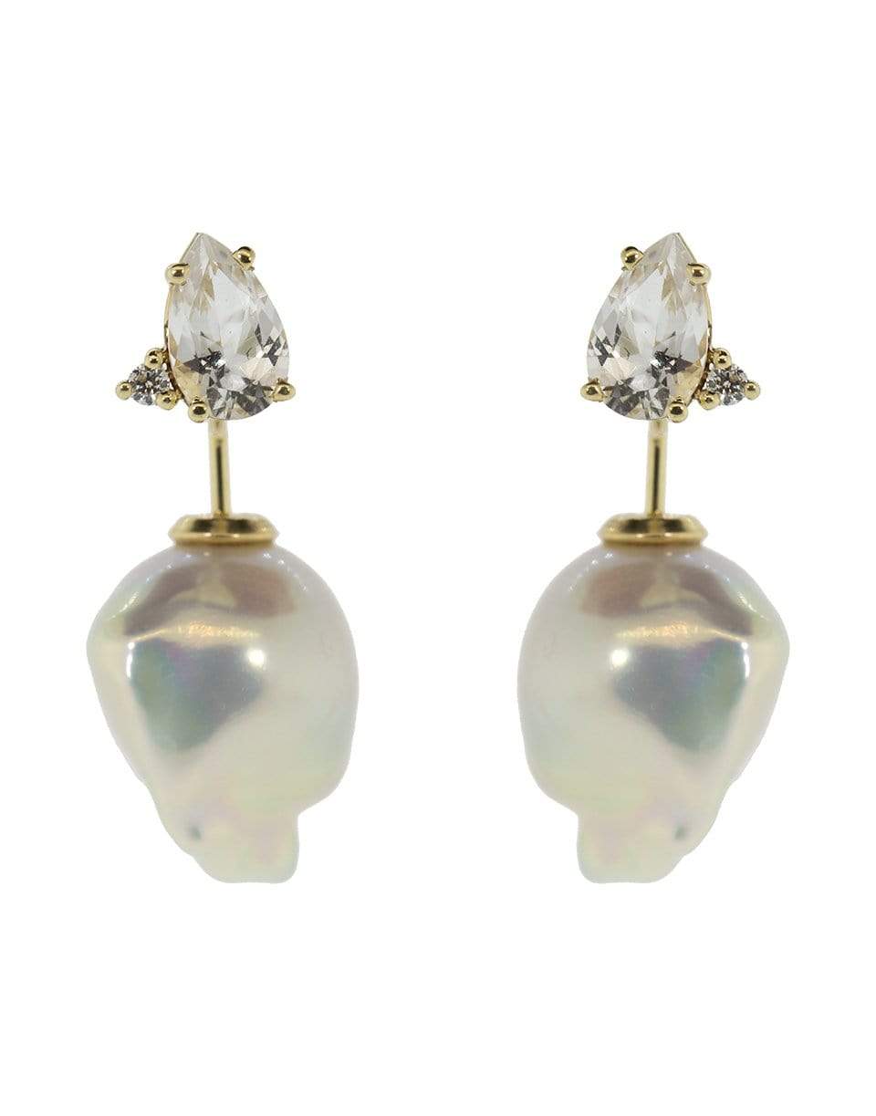 MIZUKI-Pearl Diamond Earrings-YELLOW GOLD