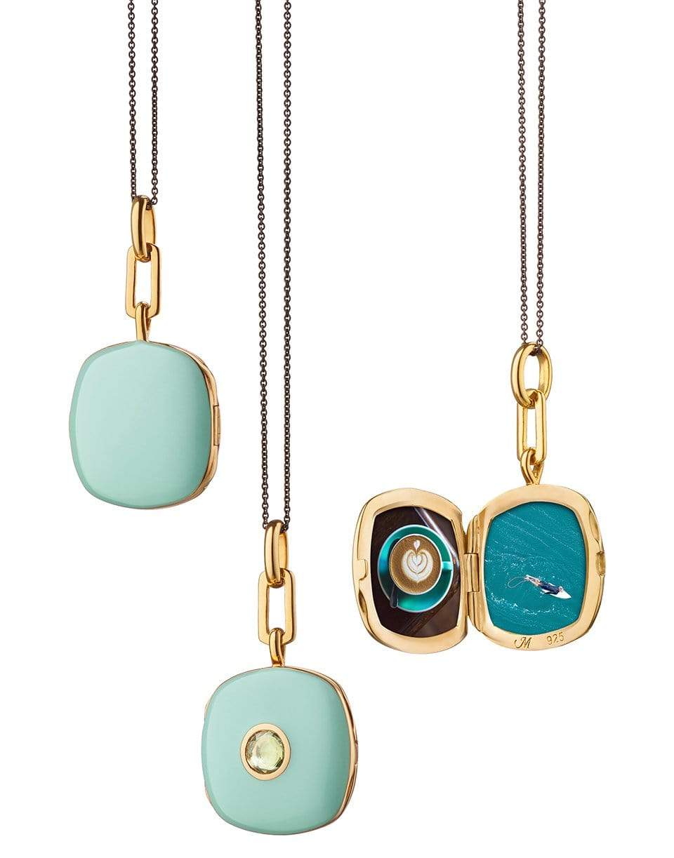 MONICA RICH KOSANN-Cushion Enamel Locket in Green-
