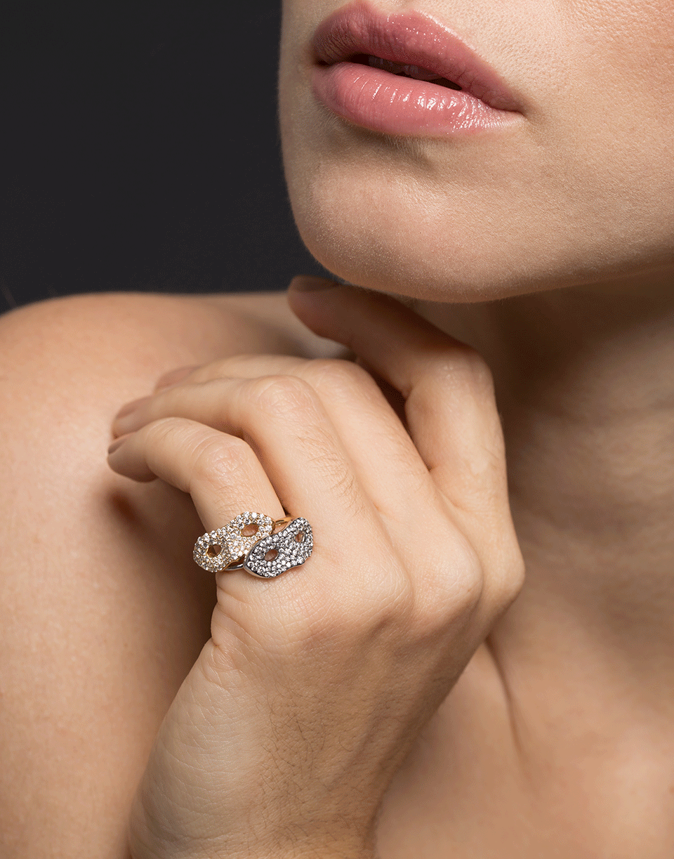 MONICA RICH KOSANN-Diamond Pave Mask Ring-WHITE GOLD