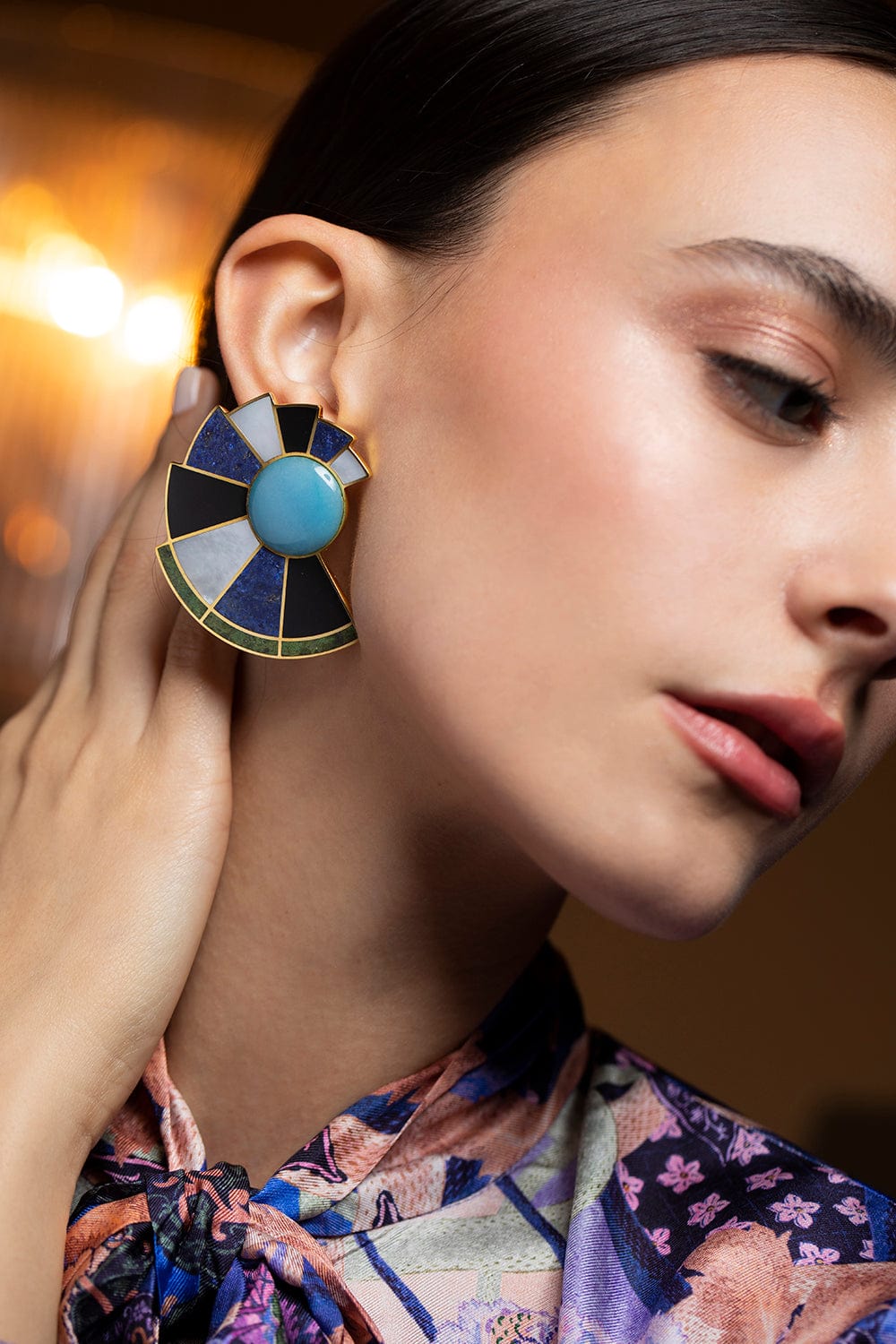 MONICA SORDO-Nautilus Ear Fans- Deep Sea-YELLOW GOLD