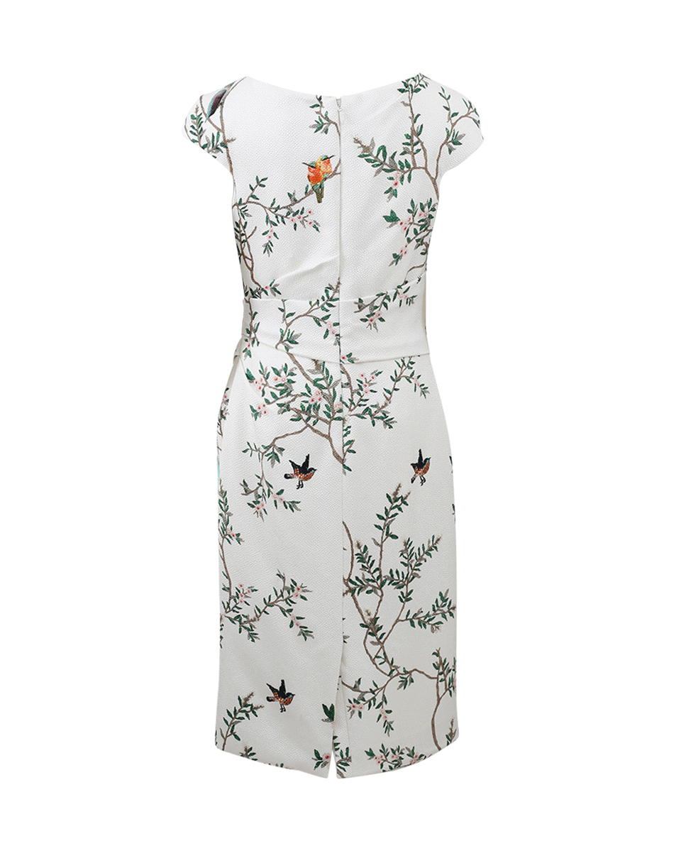 MONIQUE LHUILLIER-Jacquard Bird Print Sheath-