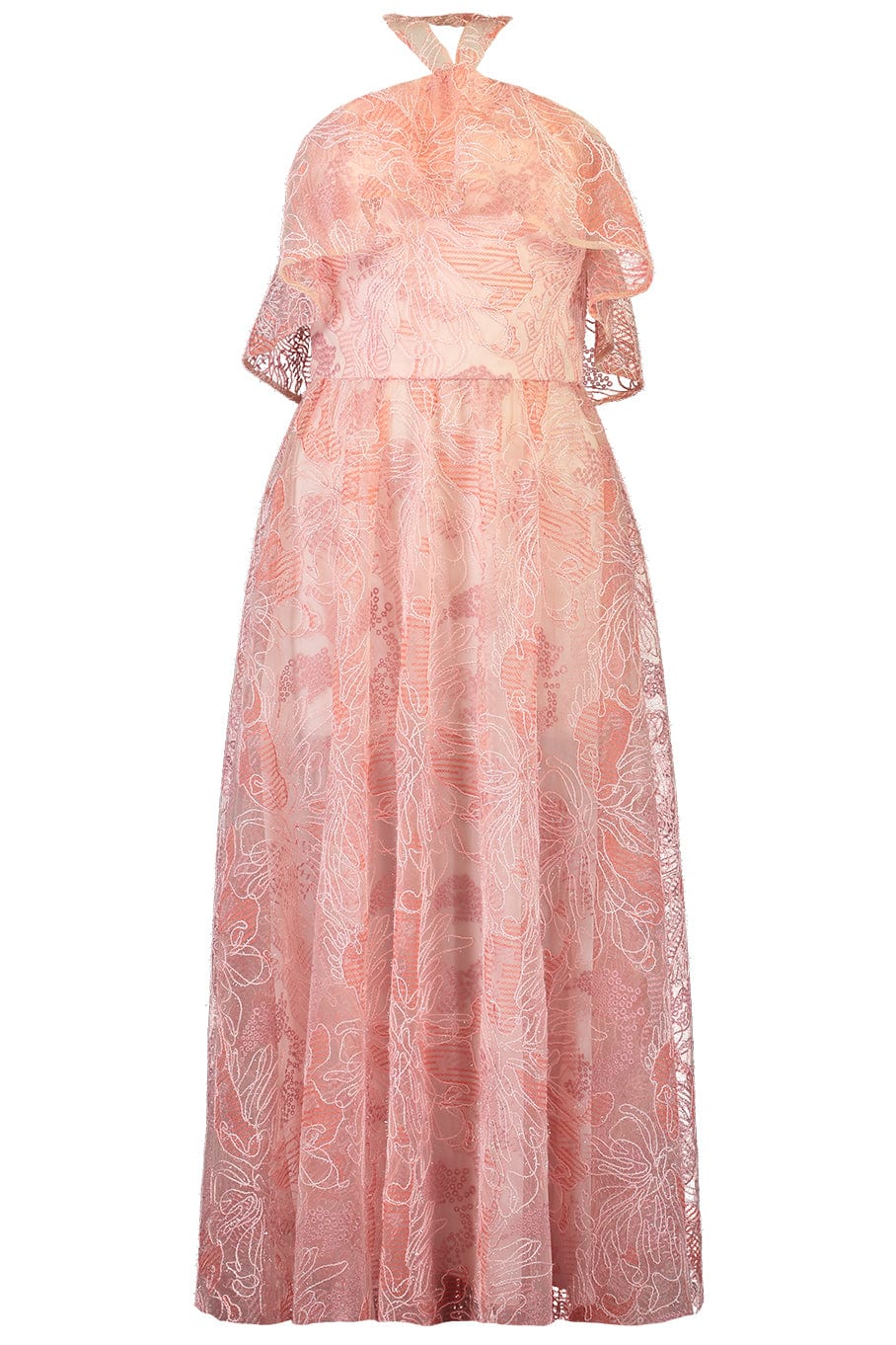 Monique Lhuillier Women's Floral Georgette Halter Dress - Pink Blush