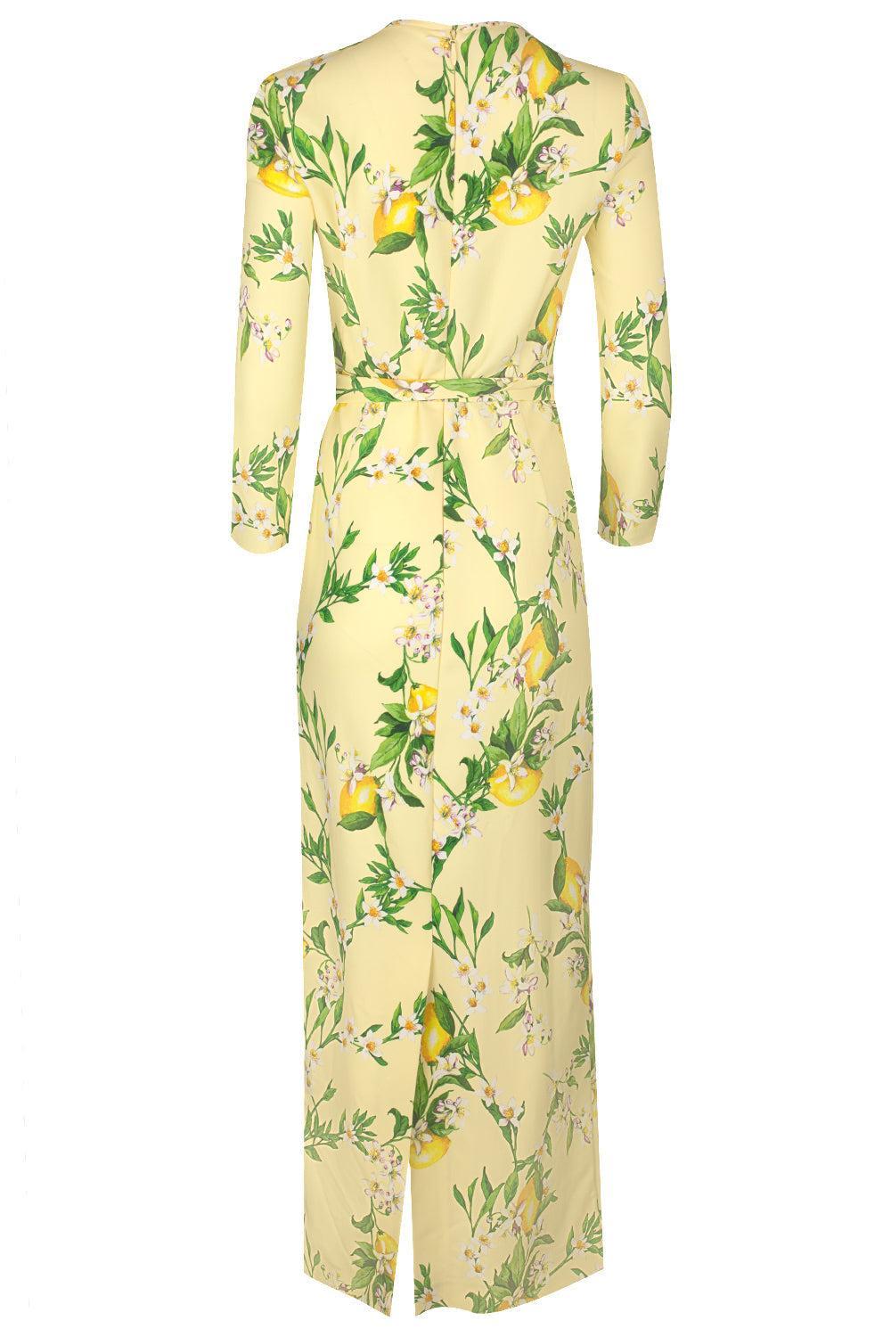 Long Sleeve Sheath Dress-LEMON DROP MULTI-2-CLOTHINGDRESSGOWN-MONIQUE LHUILLIER