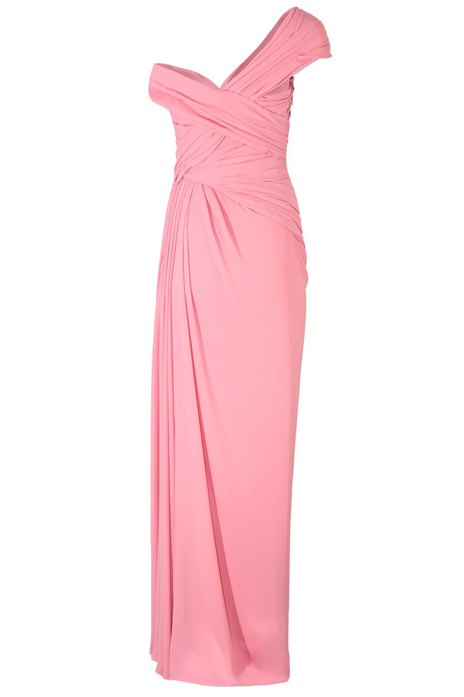 MONIQUE LHUILLIER-Off The Shoulder Drape Gown - Rose-