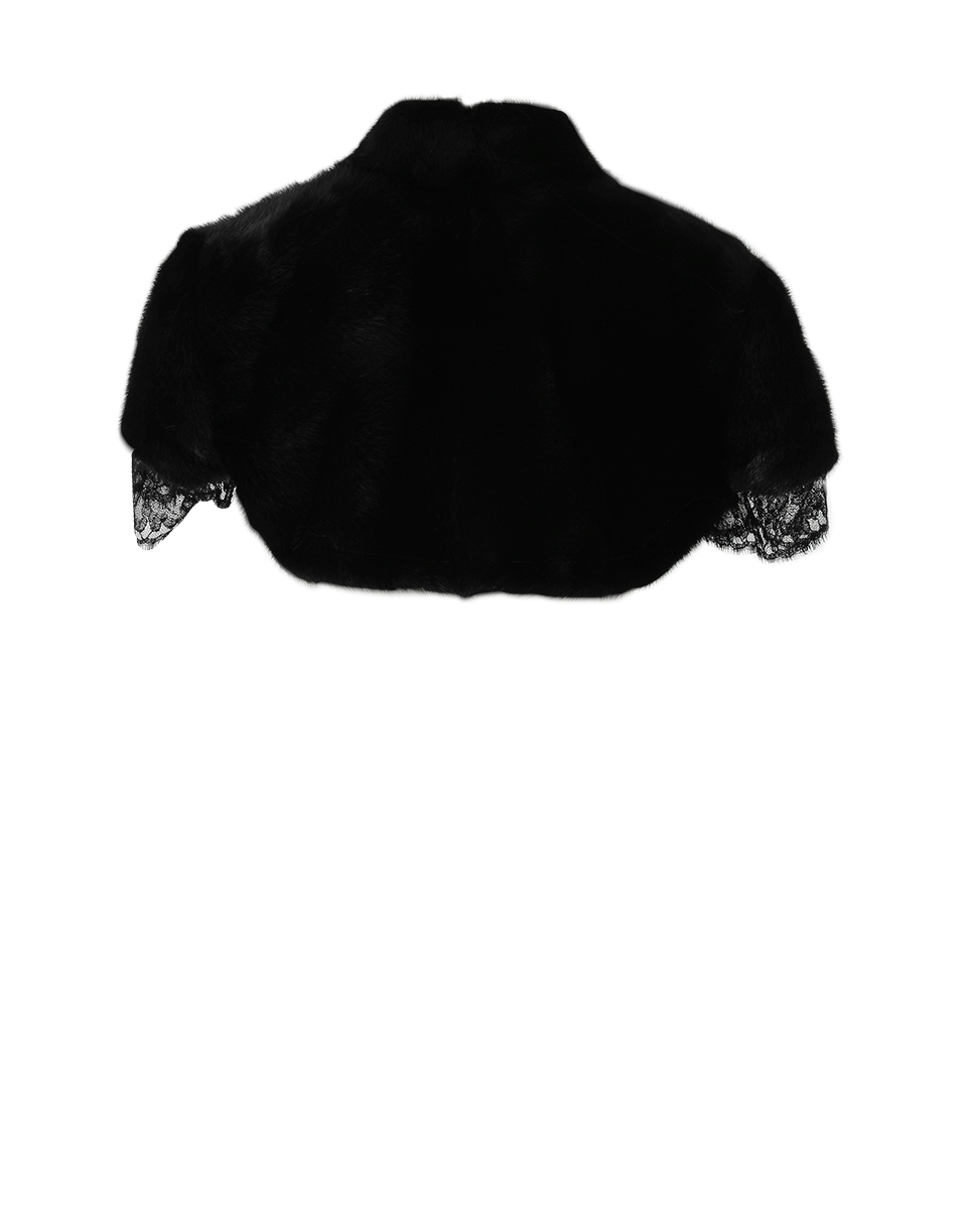 MONIQUE LHUILLIER-Mink Bolero-BLACK