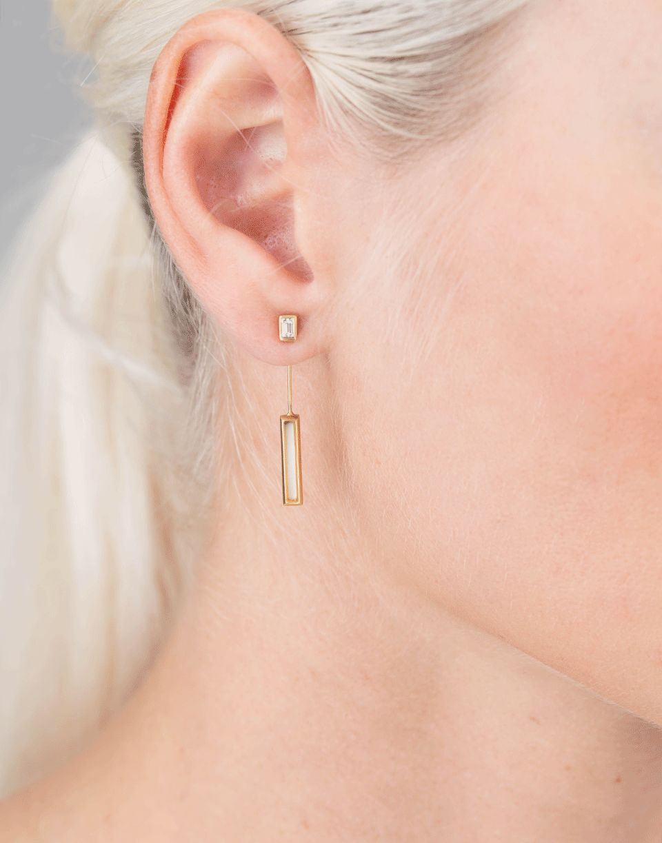MONIQUE PEAN-Fossilized Woolly Mammoth Bar Earrings-YELLOW GOLD