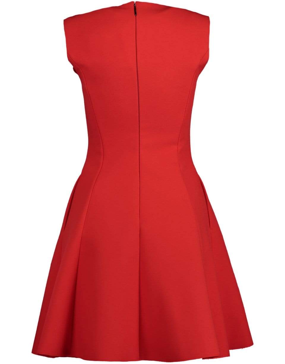 MSGM-Red Fit & Flare Dress-