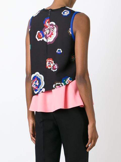 MSGM-Print Ruffle Bottom Blouse-